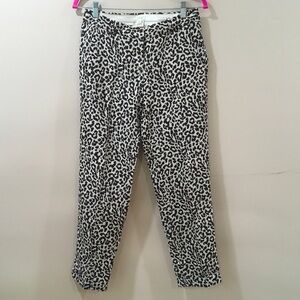 J.Crew Linen Pants 0 Leopard Print Cafe Capri Side Pockets
